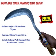 Sabit Arit Baja Sepuh Tua Potong Padi Gagang Kayu Desain Elegan - Aret Madura Rumput Dedaunan Ternak