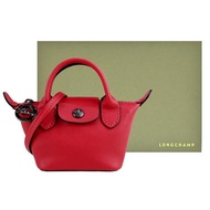 LONGCHAMP LE PLIAGE CUIR系列小羊皮斜背包（迷你/紅） _廠商直送