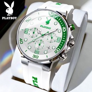Playboy 3036-100 พร้อมส่ง นาฬิกาข้อมือควอตซ์แฟชั่น สายซิลิโคน เรืองแสง กันน้ํา อเนกประสงค์ สําหรับผู้ชาย