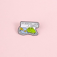 I'm Working Hard Frog Brooch Pins Funny Meme Animal Brooch Badges Backpack Accessories Gifts for Fri
