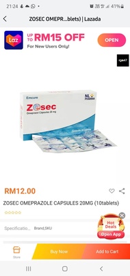 ZOSEC OMEPRAZOLE CSPSULES 20MG ( 10tablets )