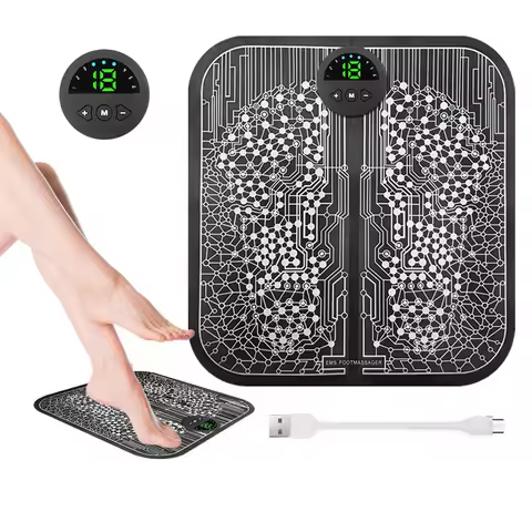 Rechargeable Electric Foot Massager Pad EMS Muscle Stimulation Foot Relaxation Massager Portable Fee