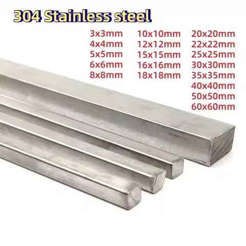 1Pc Length 100/200/300/500mm 304 Stainless Steel Square Steel Square Rod Bar 3x3/4x4/5x5/6x6/8x8/10x