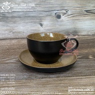 Ly tách cafe capuchino 220ml gốm sứ Bát Tràng cao cấp men đen lòng gốm