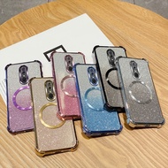 Glitter Plating Magnetic Ring Phone Case For OPPO R17 F9 Pro F11 Pro F17 F19 Pro+ Gradient Silicone 