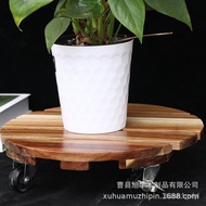 Thickened Wooden Mobile Flower Holder Wooden Flower Pot Tray round Flower Stand Flower Pot Base with Roller Universal Wh