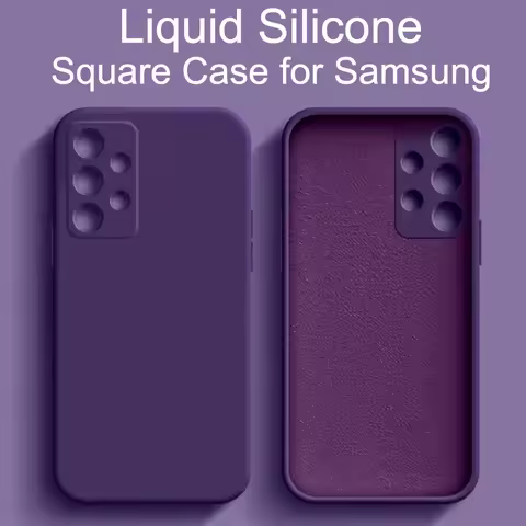 Square Original Liquid Silicone Case For Samsung Galaxy S23 S24 S22 S21 Ultra Plus FE A33 A53 A73 A3