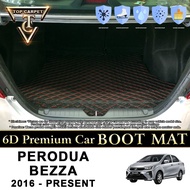 Top Carpet PERODUA BEZZA ( 2016 - 2025 ) Car Boot Mat PU Leather Cargo Mat Trunk Carpet Boot Liner K