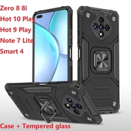 Armor For Infinix Zero 8 8i Hot 9 10 play Note 7 Lite Hard Case + Tempered glass Car Holder Stand Ring protective Smart 4 Cove