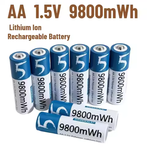 AA Lithium Ion Rechargeable Battery 9800mWh 1.5V Constant Voltage - 4 Pack Batteries for Flashlights