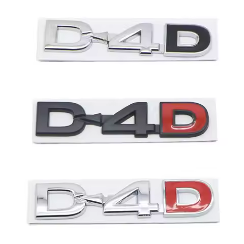 ​3D Metal Logo D4D Emblem Chrome Black Red Badge Self Adhesive Letters Decal Car Rear Trunk D4D Stic