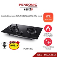Pensonic 2 Burners Built-In Hob | PGH-620G PGH-622S (Gas Cooker Gas Stove Dapur Gas Cooker Hob Stainless Steel