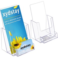 4x9 Acrylic Brochure Holder with Business Card Holder, Clear Display Stand, Plastic Table stand Sign