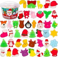 OCTERIC 110 Pack Christmas Style Mochi Squishy Toys Kawaii Squishies Stress Relief Toys Pack for Kids Boys Girs Party Favors Birthday Classroom Prize