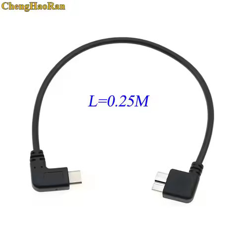 90 degree USB 3.1 Type C Male to USB 3.0 Micro B Male Plug HDD Enclosure Fast Data Sync Connector Ca