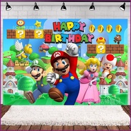 Trend Mario Birthday backdrop banner tapestry party decoration photo photography background cloth Fads