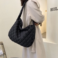 Mumu 3071 Retro Lattice Cloud Shoulder Female Simple Tote Bag Quilted Solid Color Messenger Bags