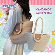 MM Beg Anyaman Wanita Rotan Pantai Percutian Santai Handmade Straw Shoulder Bag Beach Woven Korea St