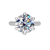 PT950 Platinum Six-Claw Moissanite Engagement Ring 5 Carat Classic Crown Women's Jewelry