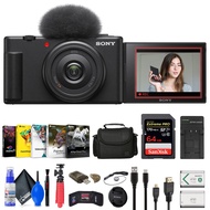 Sony ZV-1F Vlogging Camera (Black) (ZV1F/B) + Case + 64GB Card + NP-BX1 Battery + Photo Software + H