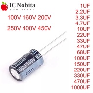 20PCS Aluminum Electrolytic Capacitor 100V 160V 200V 250V 400V 450V 1UF 2.2UF 3.3UF 10UF 22UF 47UF 1