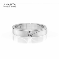 ANANTA Together Promise Mens Engagement Ring Elegance แหวนฝังเพชรธรรมชาติ ทองขาว 10K