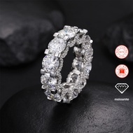 2ct 8.0mm Main Stone Inlaid Moissanite Ring for Men 18K Gold-Plated S925 Sterling Silver Ring Hiphop