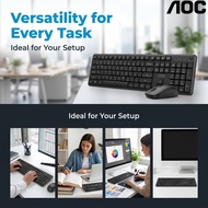 Set kekunci & tetikus tanpa wayar AOC KM460 2.4GHz, 104 kekunci, klik senyap, ergonomik sesuai untuk