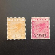 G1656 Malaya Perak 1892-95 Tiger 2 & 3 Cents 2v Mh Stamps