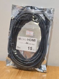Micro HDMI to HDMI 線 4K 5米