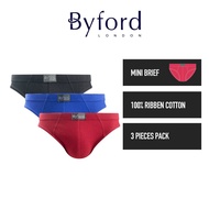 Byford (3 Pcs) Seluar Dalam Lelaki | Byford 100% Ribbed Cotton Mini Brief Underwear - BUD5269M