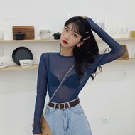 เสื้อท็อปซีทรู แขนยาว ผ้าบางสีพื้นๆ เซ็กซี่ สําหรับผู้หญิง เสื้อเเขนยาวบางซีทรูผู้หญิง