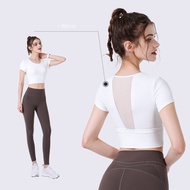 Yoga wear women's blazer back gauze breathable thin short sleeve T-shirt professional Pilates training fitness wear