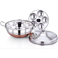 Diamond Stainless Multi Kadai With  Glass Lid Idly Steamer (10Idly SMALL ) LPG