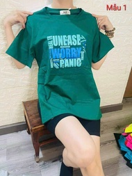 Áo thun nữ chất thun thái áo phông cotton form vừa mẫu B18 hình cô gái màu xanh ve chai