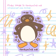 Pingu "rage is consuming me" Fan-art Waterproof Holographic Vinyl Sticker Flake