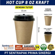 Paper Cup 8 oz Kraft Hot - With Lid - 8oz Coffee Paper Cup
