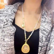 Pure Natural White Agate Crystal Amulet Chain M Buckle Thailand Amulet Necklace Bead Chain Amulet Ch