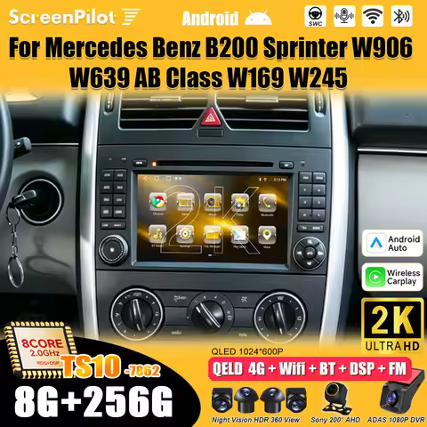 Android 16 For Mercedes Benz B200 B150 B170 A180 A160 W169 W245 Car Radio Stereo Head Unit GPS Navig