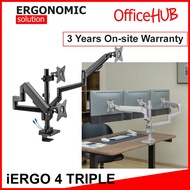 OFFICEHUB iErgo 4 Triple Computer Monitor Arm ★ Monitor Stand ★ Ready stock ★ Fits Monitor 27 Inch p