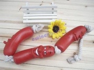 Dog Puppy Pet Vinyl Toy Sausage Rope - Play Tug of War Games Training Aid Free Shipping