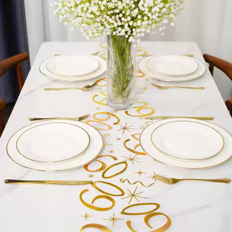 Happy Birthday Table Runner 50 60th Table Cover Happy Birthday Party Decor Adults Home Birthday Favo