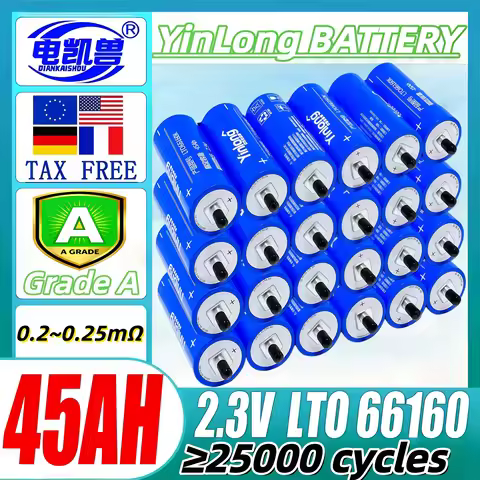 2.3v 45ah Original Yinlong LTO 66160K lithium titanate battery DIY 12V 24V 48V solar storage RV car 
