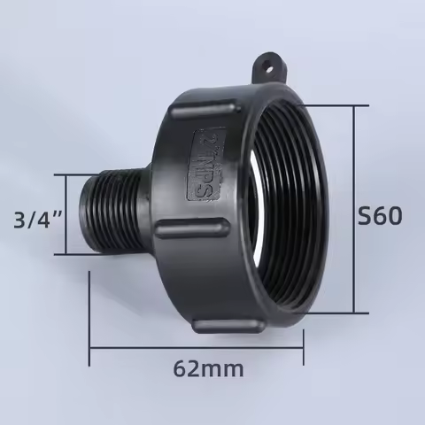 1PCS IBC Water Tank Reducing Adapter Durable S60 Fine Thread to 3/4'' Fine Thread Garden Hose Connec