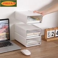 SUSANS Desktop Storage Box, Stack Combination Drawer Type Office File Storage Box,  Portable Transpa