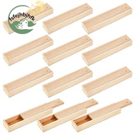 12 Pcs Unfinished Wood Box with Sliding Lid Small Wood Box Case Container Gift Jewelry Box 9 X 2.2 X