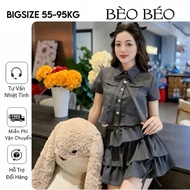 [BIG SIZE FAT CAT] MANGO DESIGN SET WITH BOW + STONE TAG WITH FLOOR-FLOOR SKIRT BIGSIZE FORM 60-90KG