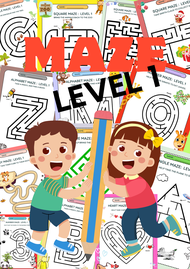 แบบฝึกหัดเสริมทักษะ MAZE GAME level 1 ใบงานสำหรับเตรียมอนุบาลและอนุบาล ฝึกทักษะการคิด