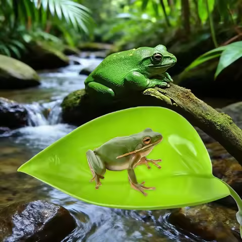 Gecko Frog Leaf Rest Platform with Suction Cup, Reptile Basking Habitat Simulation Leaf Tank Accesso
