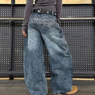 Y2K Streetstyle Baggy Wide Leg Jeans with Rhinestones Streetwear M.I.O STORE